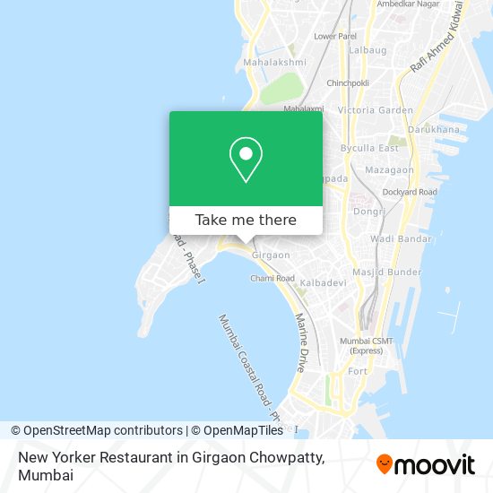 New Yorker Restaurant in Girgaon Chowpatty map