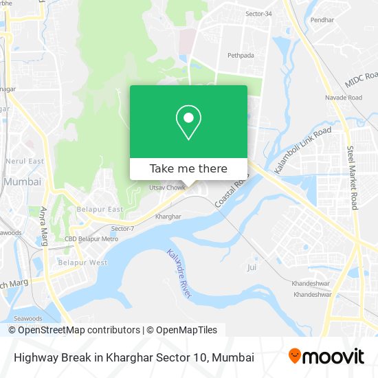 Highway Break in Kharghar Sector 10 map