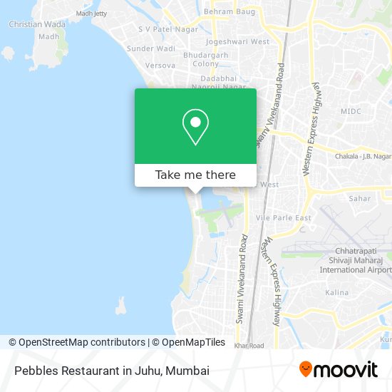 Pebbles Restaurant in Juhu map