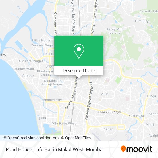 Road House Cafe Bar in Malad West map