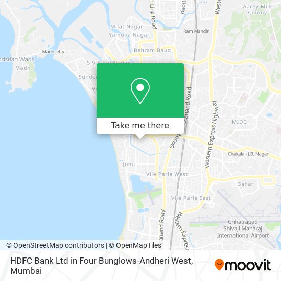 HDFC Bank Ltd in Four Bunglows-Andheri West map