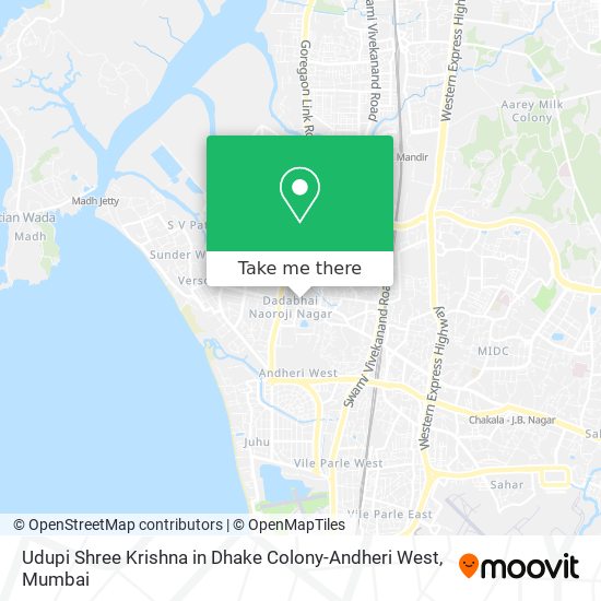 Udupi Shree Krishna in Dhake Colony-Andheri West map
