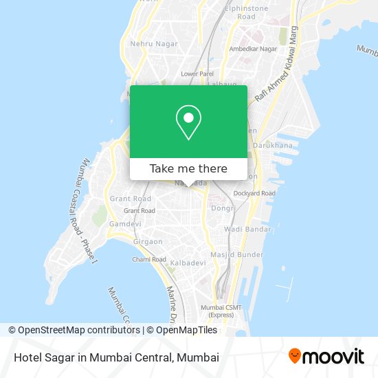 Hotel Sagar in Mumbai Central map