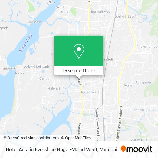 Hotel Aura in Evershine Nagar-Malad West map