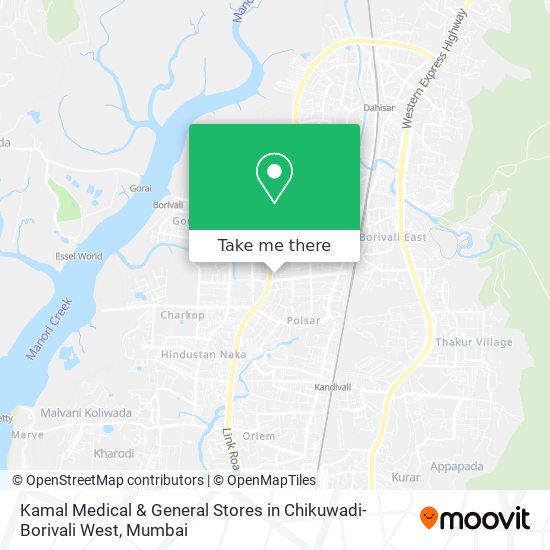 Kamal Medical & General Stores in Chikuwadi-Borivali West map