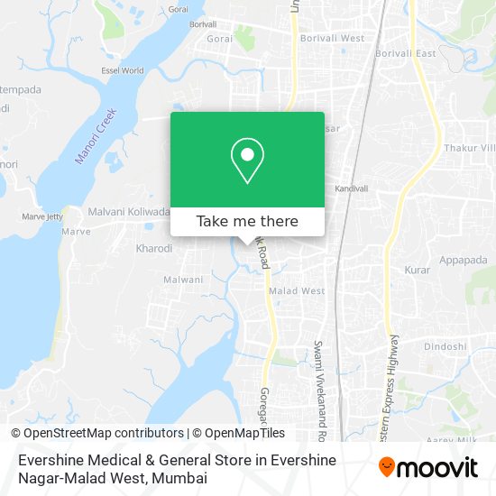 Evershine Medical & General Store in Evershine Nagar-Malad West map