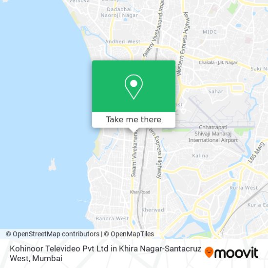 Kohinoor Televideo Pvt Ltd in Khira Nagar-Santacruz West map