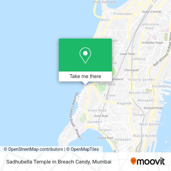 Sadhubella Temple in Breach Candy map