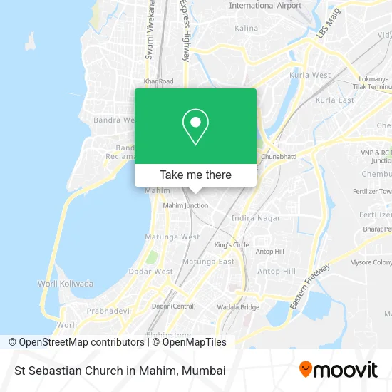 St Sebastian Church in Mahim map