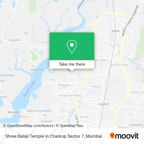 Shree Balaji Temple in Charkop Sector 7 map