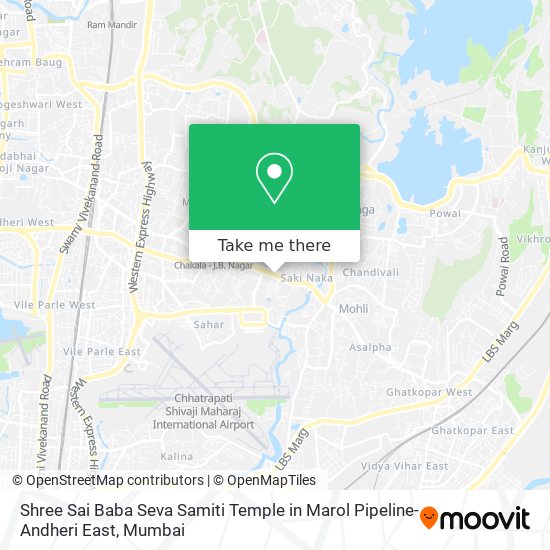 Shree Sai Baba Seva Samiti Temple in Marol Pipeline-Andheri East map