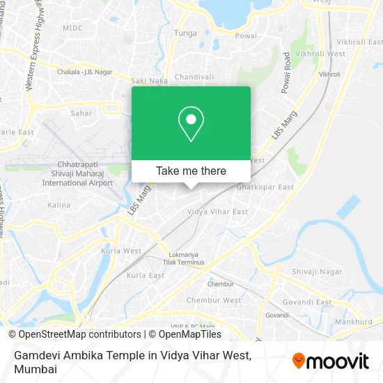 Gamdevi Ambika Temple in Vidya Vihar West map