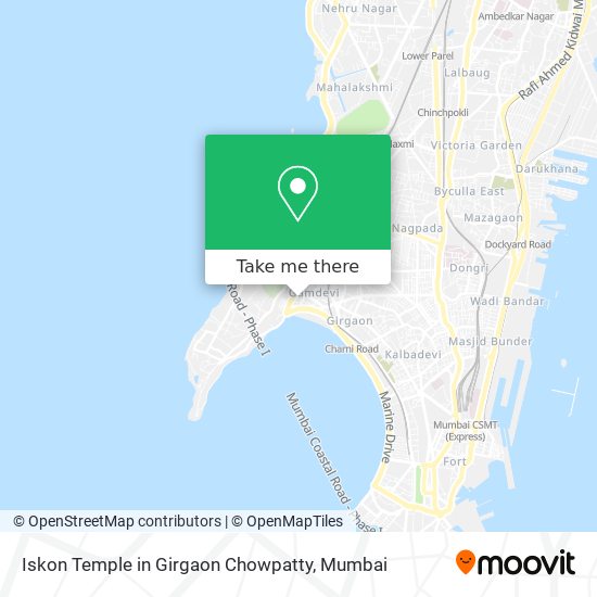 Iskon Temple in Girgaon Chowpatty map