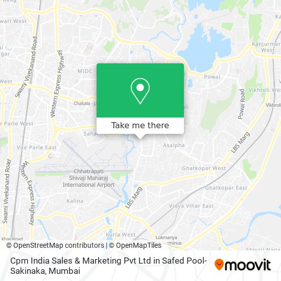 Cpm India Sales & Marketing Pvt Ltd in Safed Pool-Sakinaka map