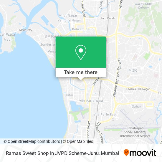 Ramas Sweet Shop in JVPD Scheme-Juhu map