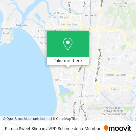 Ramas Sweet Shop in JVPD Scheme-Juhu map