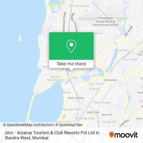 Atcr - Aryarup Tourism & Club Resorts Pvt Ltd in Bandra West map