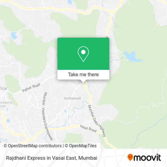 Rajdhani Express in Vasai East map