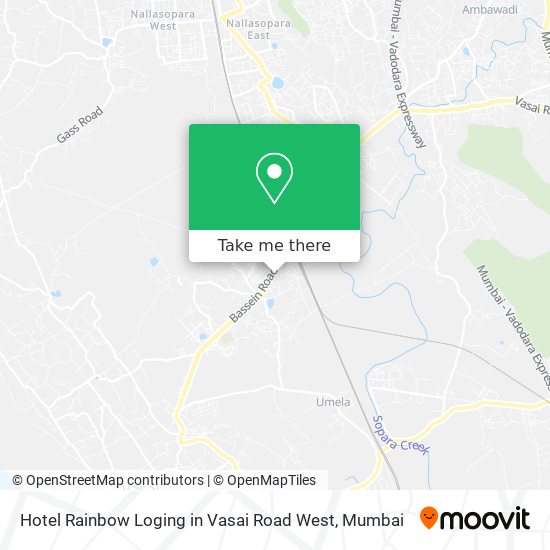 Hotel Rainbow Loging in Vasai Road West map