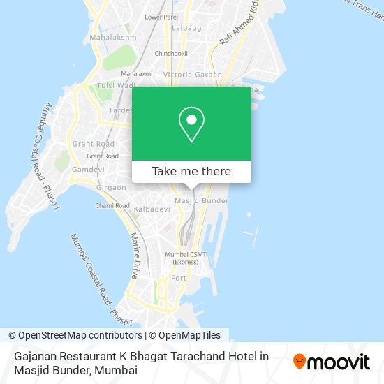 Gajanan Restaurant K Bhagat Tarachand Hotel in Masjid Bunder map