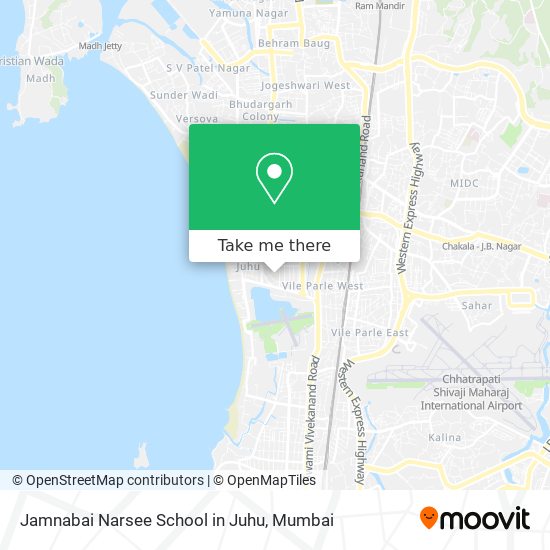 Jamnabai Narsee School in Juhu map