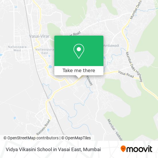 Vidya Vikasini School in Vasai East map