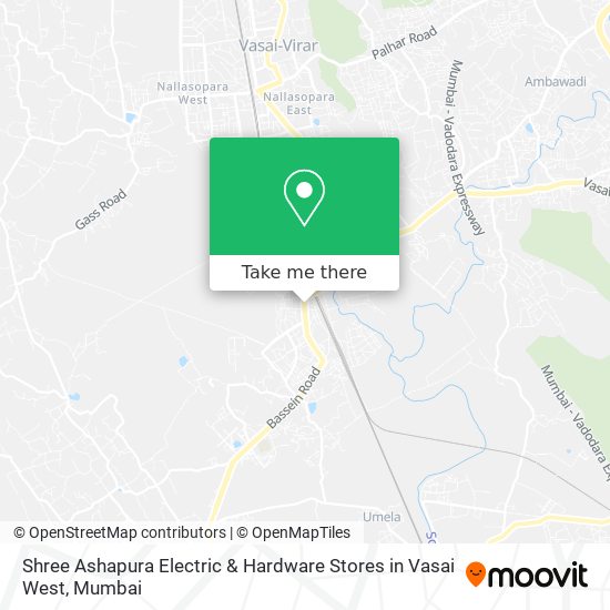 Shree Ashapura Electric & Hardware Stores in Vasai West map