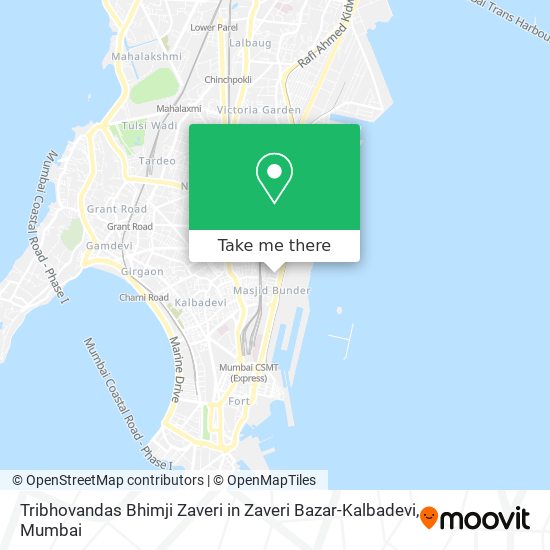 Tribhovandas Bhimji Zaveri in Zaveri Bazar-Kalbadevi map
