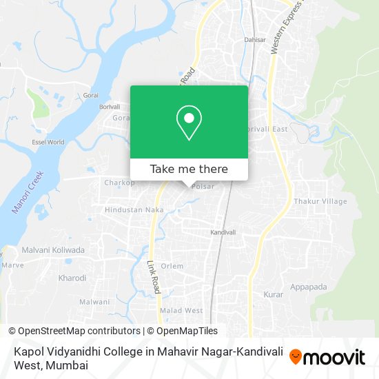 Kapol Vidyanidhi College in Mahavir Nagar-Kandivali West map