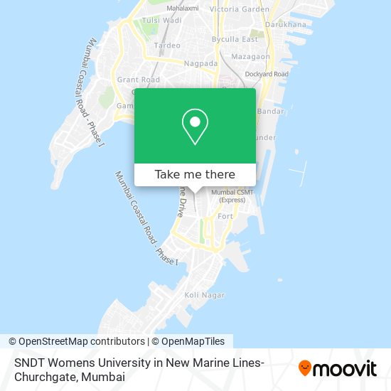 SNDT Womens University in New Marine Lines-Churchgate map