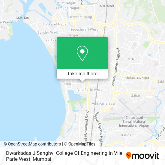 Dwarkadas J Sanghvi College Of Engineering in Vile Parle West map