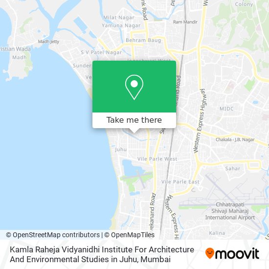 Kamla Raheja Vidyanidhi Institute For Architecture And Environmental Studies in Juhu map