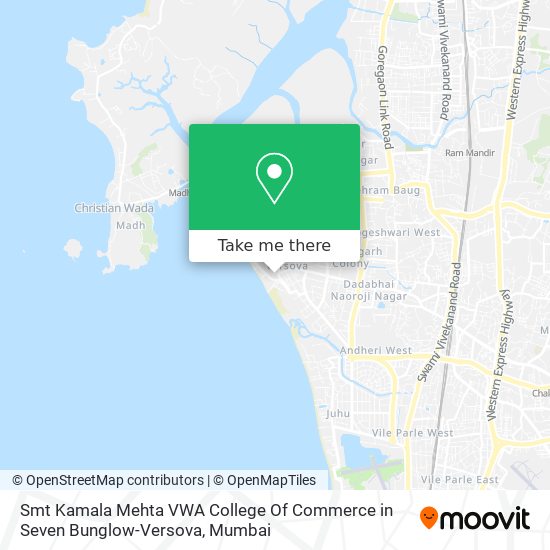 Smt Kamala Mehta VWA College Of Commerce in Seven Bunglow-Versova map