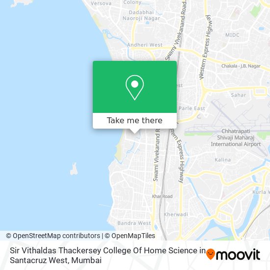 Sir Vithaldas Thackersey College Of Home Science in Santacruz West map