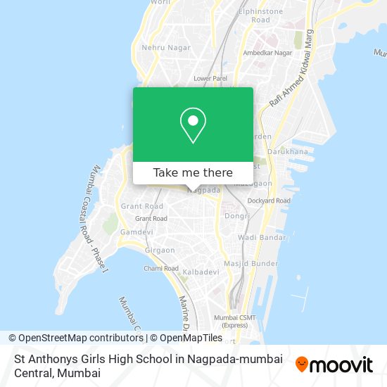 St Anthonys Girls High School in Nagpada-mumbai Central map