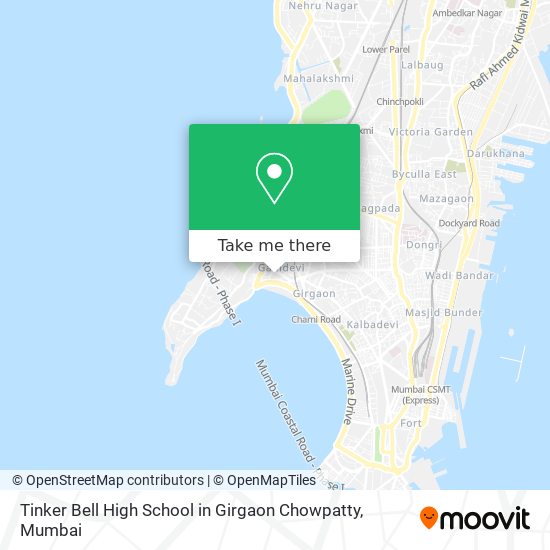 Tinker Bell High School in Girgaon Chowpatty map