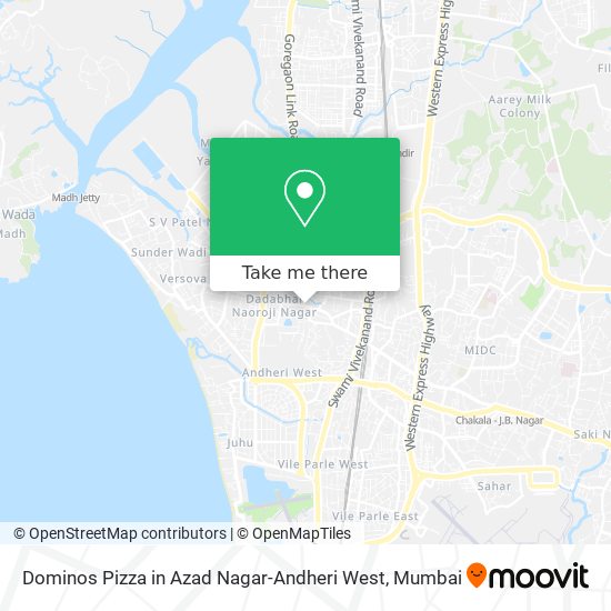 Dominos Pizza in Azad Nagar-Andheri West map
