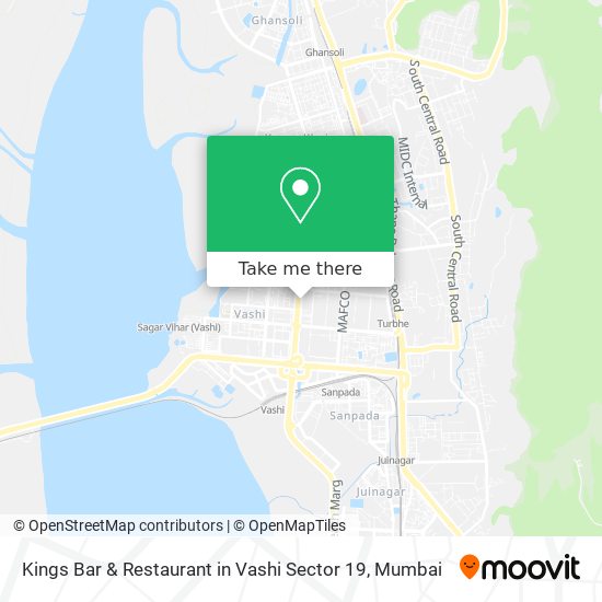 Kings Bar & Restaurant in Vashi Sector 19 map