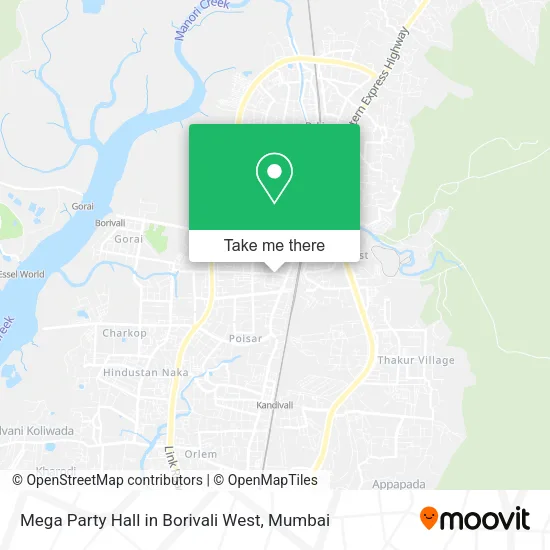 Mega Party Hall in Borivali West map