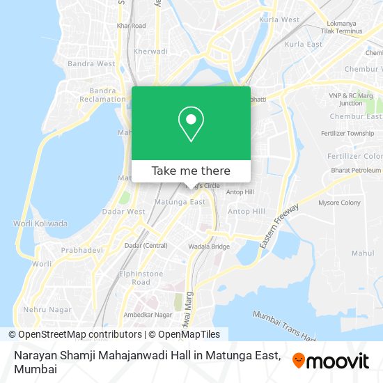 Narayan Shamji Mahajanwadi Hall in Matunga East map