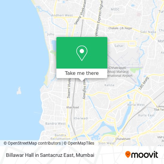 Billawar Hall in Santacruz East map