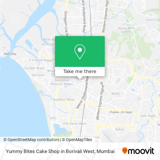 Yummy Bites Cake Shop in Borivali West map