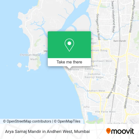 Arya Samaj Mandir in Andheri West map