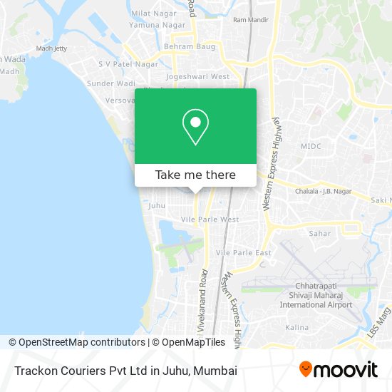 Trackon Couriers Pvt Ltd in Juhu map