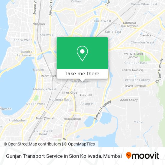 Gunjan Transport Service in Sion Koliwada map