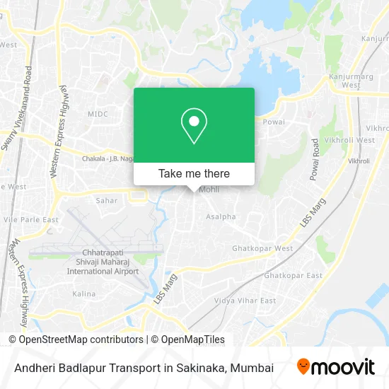 Andheri Badlapur Transport in Sakinaka map