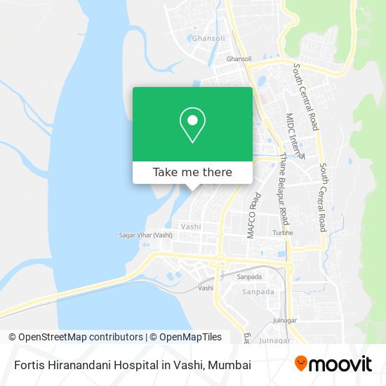 Fortis Hiranandani Hospital in Vashi map