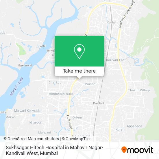 Sukhsagar Hitech Hospital in Mahavir Nagar-Kandivali West map