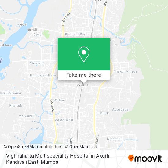 Vighnaharta Multispeciality Hospital in Akurli-Kandivali East map