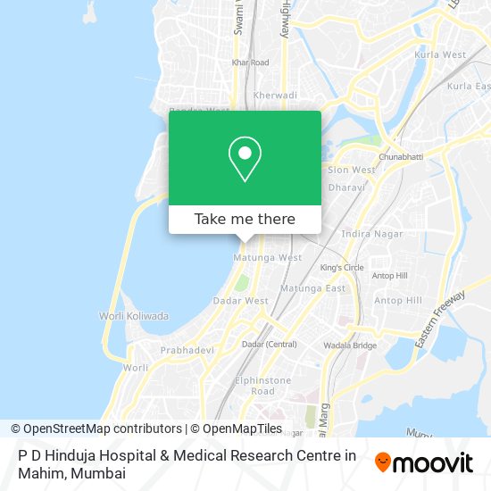 P D Hinduja Hospital & Medical Research Centre in Mahim map